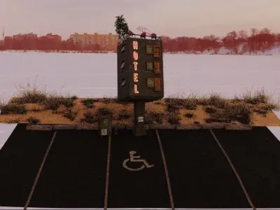 Roadside Hotel - Surrealist Architecture 3D model