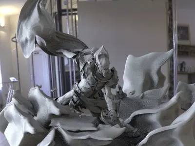 Sci fi warrior Breaking ground 3D model