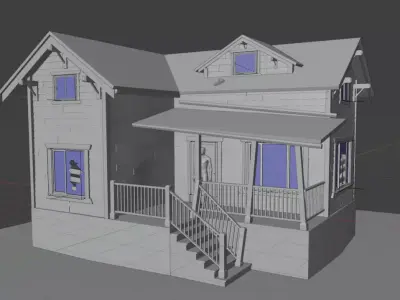 Abandoned House Base mesh Free low-poly 3D model
