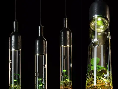 Scandinavian glass chandelier 3D model