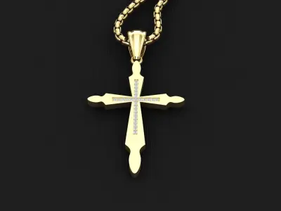 High Cross Pendant Light Gold 18K 3CP028 3D print model