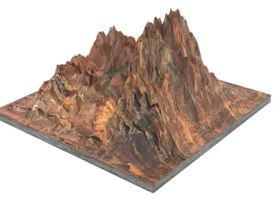 Mountain made of wood Low-poly 3D model