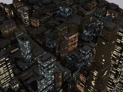 LOWPOLY NIGHT CITY Low-poly 3D model