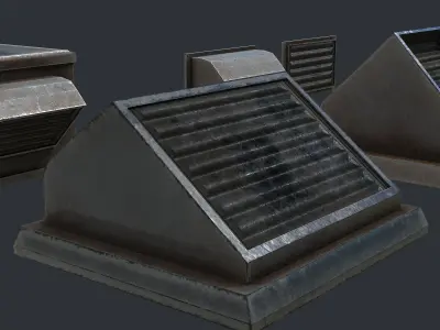 Vent Set of metal grilles Low-poly 3D model