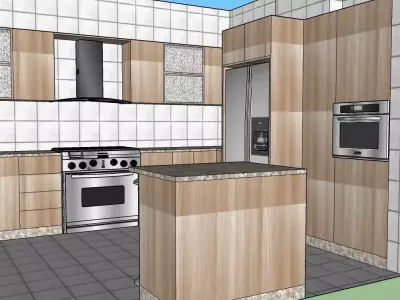 A Kitchen design with Island 3D model