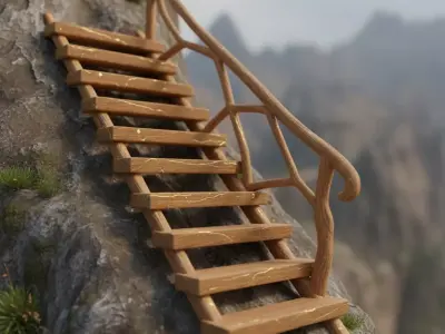 Woodland Stairway Low-poly 3D model