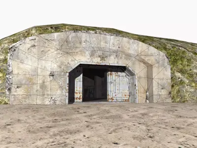 bunker with various underground rooms Low-poly 3D model
