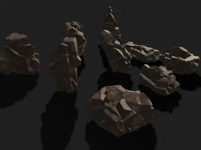 Mountain desert Rocks - PBR Pack 03 Low-poly 3D model