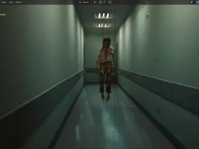 Abandoned Hospital Horror Hallway  Realistic Blender Environment 3D model