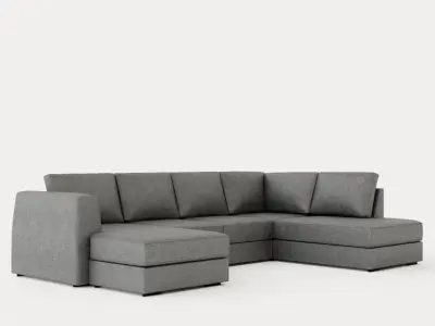 Optus U Sofa With Divan Left Light Gray Low-poly 3D model