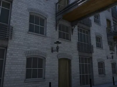 3D Building Alleyway Textured 3D model