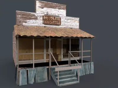 wooden house lowpoly  Game model Low-poly 3D model