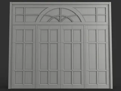 Large Entry Door with Glass Inserts 3D model