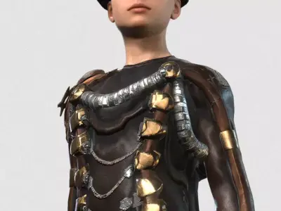 Rigged Woman Steam Punk Character Low-poly 3D model