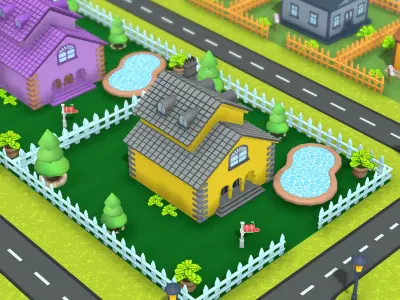 Cozy Town Life Low-poly 3D model