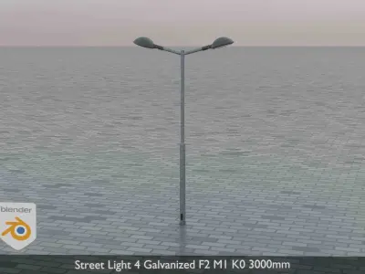 Street Light 4 Galvanized F2 M1 K0 3000mm Low-poly 3D model
