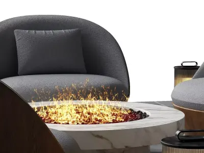 Outdoor fireplace area 3D model