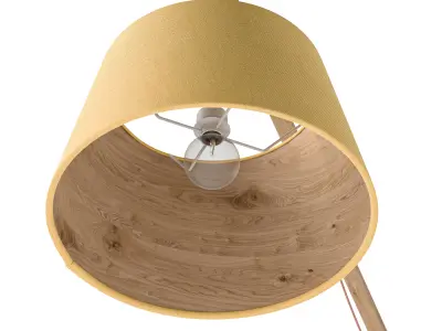 Wooden adjustable floor lamp with cone shade 3D model