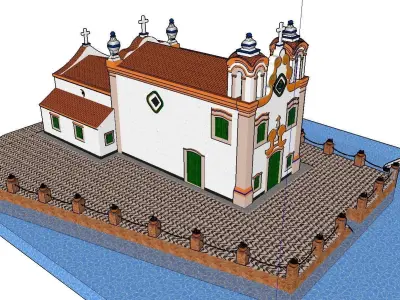 Architecture-Religion-God-Culture-Temple-0295 church near water 3D model