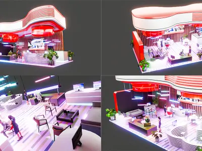 Modern Futuristic Trade Show Booth Design Blender 3D Model 3D model