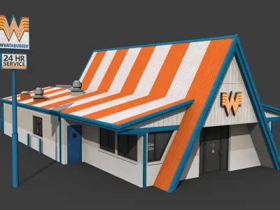 Whataburger Restaurant Building Low-poly 3D model