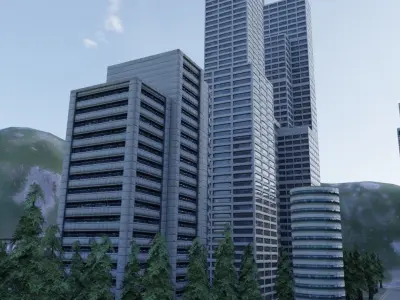 Modern City Building Pack Collection Low-poly 3D model