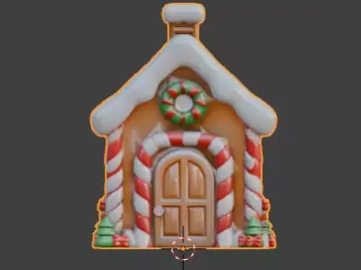 Stylized Christmas Gingerbread House 3D Model Low-poly 3D model
