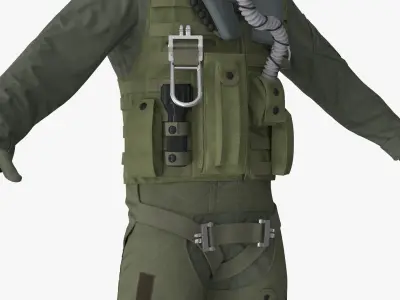  Military Pilot Uniform with Helmet and Mask Green 