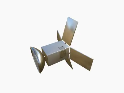 Satellite G08 Aluminum - SciFi Space Design Low-poly 3D model
