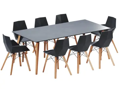 Faz Wood Dining Table And Chair 3D model