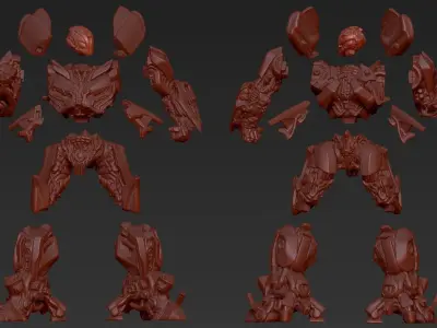 Bumblebee Battle mode Cut and Keyed 3D print model