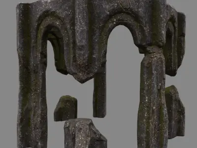 Archway stone arched structure Low-poly 3D model