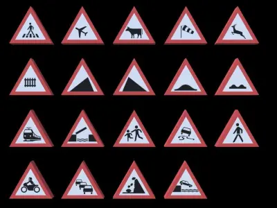 FLAT POLYS - Traffic signs - Europe Low-poly 3D model