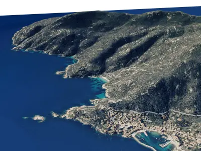 Giglio island 3d model terrain Low-poly 3D model