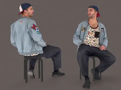 Urban Chill Boy in Casual Pose with Stylish Outfit 3D model