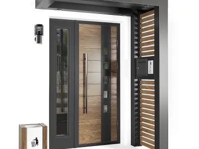 Modern entrance 01 Low-poly 3D model