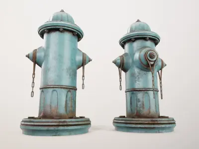 Fire Hydrant PBR Game Ready Low-poly 3D model