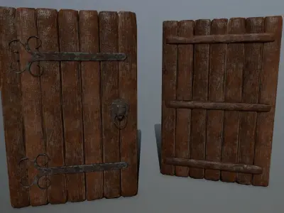 doors set of wooden Low-poly 3D model