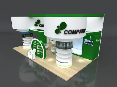 Exhibition Stand Stall 7x12 Height 500 cm 3 Side Open 3D model