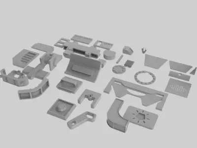 Scifi panel hard surface robo kitbash  3D model