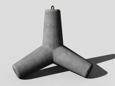 Tetrapod set concrete sculpture Low-poly 3D model