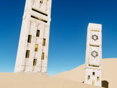 Desert Castle and Environment Free low-poly 3D model