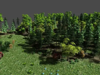 low poly forest landscape Low-poly 3D model