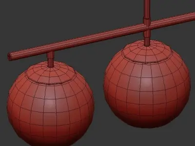 Four Globe Light Pendant 3D model