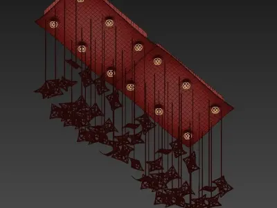 Manta lamp hanging from ceiling 3D model