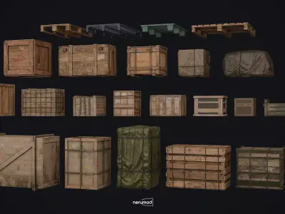 Industrial and Military Crates 3D Model Realistic Pack Low-poly 3D model