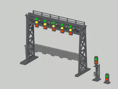 Signal Gantry and Block Signal Set by Outland Models Low-poly 3D model