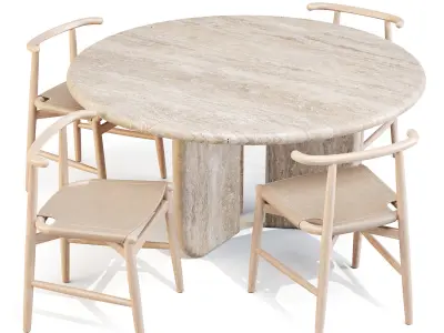 Dining Set 02 Meridiani Italo Table and Emilia Chairs Low-poly 3D model