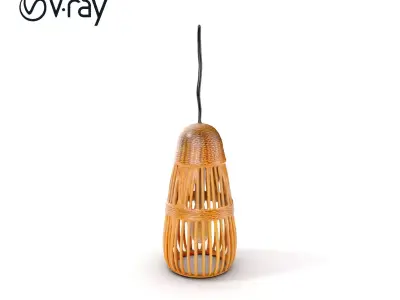 Wicker Pendant Light Model Pack Low-poly 3D model