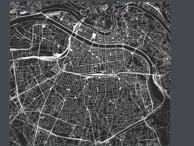 Streets and roads City Lion France  3D model